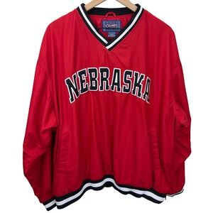 VTG Champs Nebraska Huskers Lined Windbreaker Pullover Mens Size XL Game Day